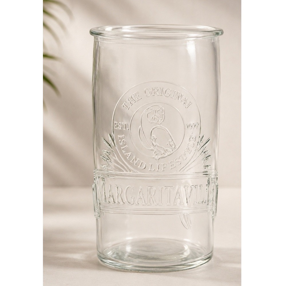 Margaritaville Highball Glass 20oz Embossed Parrot Island Lifestyle Clear Glass